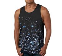 Sports Vest for Men Sleeveless Tank Top Mens Summer Fashion Casual Beach Digital 3D Printed Round Neck Sleeveless T Shirt Vest Top Mens T Shirt 3xlt (Black, S)