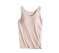 Sports Vests Top With Built In Bra UK Camisole Fitted Scoop Neck Ribbed Basics Workout Yoga Tops Undershirt Camis Slim Vest Athletic Gym T-shirts Running Lighweight Activewear Exercise Clothing