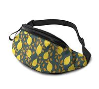 Sports Waist Pouch Yellow Lemon Unisex Fannypack Foldable,Fashion Cycling Waist Bag for Sports Dog Walking Camping 14X35Cm