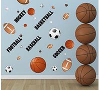 Sports Wall Decor for Boys Room ~Boys Room Decor Stickers, Soccer Baseball Football Hockey Basketball Wall Art for Boys Room Playroom Kids Room Wall Decor