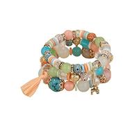 Sports Watch Bands for Men Stackable Bead Bracelets Ladies Mens Stretch Multilayer Bracelet Set Multicolor Jewelry Small Earring Hoops (G, One Size)