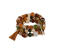 Sports Watch Bands for Men Stackable Bead Bracelets Ladies Mens Stretch Multilayer Bracelet Set Multicolor Jewelry Small Earring Hoops (C, One Size)