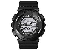 Sports Watch Boys Learning Watch Multi Electronic Luminous Seven Colors Fashion Colorful Function Sports Watch Sport Watch Wrist Watch Rubber Band (Black, One Size)