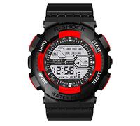 Sports Watch Boys Learning Watch Multi Electronic Luminous Seven Colors Fashion Colorful Function Sports Watch Sport Watch Wrist Watch Rubber Band (Red, One Size)