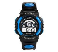 Sports Watch Date Display Quartz Watch Wrist Boy's Date LED Sports Alarm Digital Mens Sport Watch Sports Watch Chronograph (Blue, One Size)