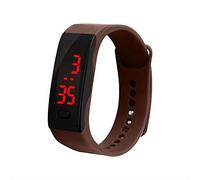 Sports Watch Learning Watch Children's Watch Digital Display Watch Bracelet Gel Sports LED Silica Students Sport Watch Wrist Watch Rubber Band (Coffee, One Size)