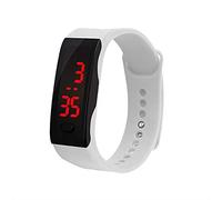 Sports Watch Learning Watch Children's Watch Digital Display Watch Bracelet Gel Sports LED Silica Students Sport Watch Wrist Watch Rubber Band (White, One Size)