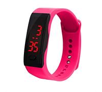 Sports Watch Learning Watch Children's Watch Digital Display Watch Bracelet Gel Sports LED Silica Students Sport Watch Wrist Watch Rubber Band (Hot Pink, One Size)