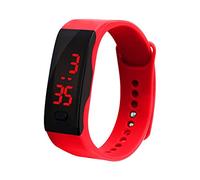 Sports Watch Learning Watch Children's Watch Digital Display Watch Bracelet Gel Sports LED Silica Students Sport Watch Wrist Watch Rubber Band (Red, One Size)