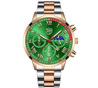 Sports Watches Mens Watches Casual Stainless Steel Analog Quartz Watch Men Wristwatch Clock Business Date Casual Watch (F, One Size)