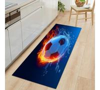 Sports Water and Fire Football Runner Rug for Entryway 60 x 180 cm Long Carpet, 3D Art Rug Runners Bedroom Floor - Washable Non-shedding Carpets for Hallway Entryway Kitchen