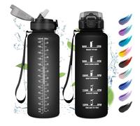 Sports Water Bottle, 1.5 L, Leak-Proof Water Bottle, Suitable for Carbonated Drinks, Water Bottle with Time Marking, Water Bottle with Straw, Sports Bottle for Outdoor Udoor, Fizz, Camping, Bike,