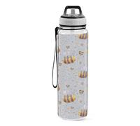Sports Water Bottle Bee Flower Honey Honeycomb Tritan Drinking Bottle with Straw Large 1000ml BPA-Free Clear Leakproof for Kids Boys Girls Women Men Gym School