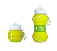 Sports Water Bottle Collapsible Ball Shaped Drinking Cup - Creative Silicone Folding Cup Soccer Basketball Tennis Golf Leak Proof Anti-drop Sports Bottle Gift for Friends Students (Tennis)