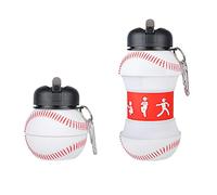 Sports Water Bottle Collapsible Ball Shaped Drinking Cup - Creative Silicone Folding Cup Soccer Basketball Tennis Golf Leak Proof Anti-drop Sports Bottle Gift for Friends Students (Baseball)