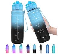 Sports Water Bottle Kids with Times to Drink Leakproof 1L / 700ml / 500ml 1Litre Drink Bottles BPA Free Motivational Adults, Gym, School, Running, Travel, Girls, Boys Filter Reusable