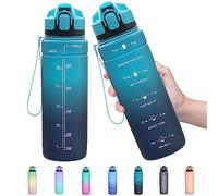 Sports Water Bottle Kids with Times to Drink Leakproof 1L / 700ml / 500ml 1Litre Drink Bottles BPA Free Motivational Adults, Gym, School, Running, Travel, Girls, Boys Filter Reusable