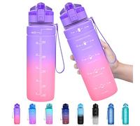 Sports Water Bottle Kids with Times to Drink Leakproof 1L / 700ml / 500ml 1Litre Drink Bottles BPA Free Motivational Adults, Gym, School, Running, Travel, Girls, Boys Filter Reusable