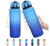 Sports Water Bottle Kids with Times to Drink Leakproof 1L / 700ml / 500ml 1Litre Drink Bottles BPA Free Motivational Adults, Gym, School, Running, Travel, Girls, Boys Filter Reusable