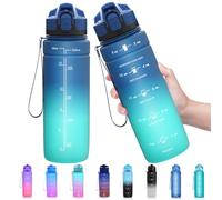 Sports Water Bottle Kids with Times to Drink Leakproof 1L / 700ml / 500ml 1Litre Drink Bottles BPA Free Motivational Adults, Gym, School, Running, Travel, Girls, Boys Filter Reusable