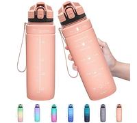 Sports Water Bottle Kids with Times to Drink Leakproof 1L / 700ml / 500ml 1Litre Drink Bottles BPA Free Motivational Adults, Gym, School, Running, Travel, Girls, Boys Filter Reusable