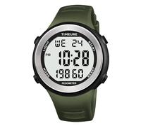 Sports Waterproof Pedometer Watch for Walking No Charging, No App Connection, with EL Backlight. Simple, Practical Choice for Mobile-Free Fitness Enthusiasts TIMEURE-2308 (Green)