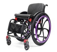 Sports Wheelchair for Adult,Portable Travel Wheel Chair,Lightweight Foldable Transport Wheelchair,Folding Transport Chair with Foot Rests,for Adults Seniors Easy Transfers(16.5in seat width,purple)
