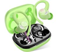 Sports Wireless Earbuds with EarHooks HiFi Stereo Sound, Fresh Green