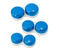 SPORTS WORLD VISION 3pcs OptiCool Contact Lens Cases - Metallic Design Contact Lenses Case Box - Cute Screw Top Contact Solution Holder Same Style Per Order