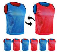 SPORTSBIBS 6x Football Bibs, Double-Sided (2 Colours) Marker T-Shirts - Set of 6 pieces/Pack of 6 - Mesh Jersey, Reversible Bib for Kids and Adults, Training Marking Shirt Trikots for Men Women