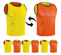 SPORTSBIBS 6x Football Bibs Double-Sided Marker T-Shirts - Set of 6 pieces Pack of 6 - Mesh Jersey Reversible Bib for Kids and Adults Training Marking Shirt Trikots for Men Ladies Seniors Junior