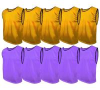 SPORTSBIBS Training Bibs Pack of 10 Football Vests Sports Practice Pinnies Soccer Rugby (5x Purple + 5x Brown, XL 170-190cm (weight more than 80 kg))
