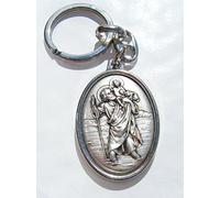 Sportslight St Christopher Chrome Metal Keyring Oval Design Gift Boxed