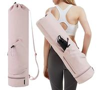 sportsnew Yoga Mat Bag Large with Adjustable Carry Strap Pilates Bag with Bottle Pocket and Bottom Wet Compartment, Pink (Patent Pending)