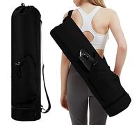 sportsnew Yoga Mat Bag Large with Adjustable Carry Strap Pilates Bag with Bottle Pocket and Wet Compartment, Black (Patent Pending)