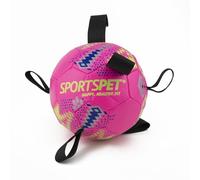 SPORTSPET Dog Football with Grab Tabs, Durable Interactive Dog Balls, Floating Water Dog Toy for Indoor & Outdoor Play (Size 4 Neon Pink)
