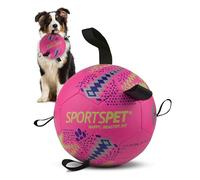 SPORTSPET Dog Football with Grab Tabs, Floating Toy (Pink, Medium)
