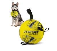 SPORTSPET Dog Football with Grab Tabs, Floating Toy (Yellow, Medium) | Durable Interactive Dog Volleyball, Floating Water Dog Toy for Indoor & Outdoor Play, Dog Ball for Dog Birthday Gift
