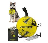 SPORTSPET Dog Football with Grab Tabs, Floating Toy (Yellow, XL) | Durable Interactive Dog Volleyball, Floating Water Dog Toy for Indoor & Outdoor Play, Dog Ball for Dog Birthday Gift