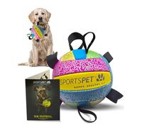 SPORTSPET Dog Volleyball with Grab Tabs, Floating Toy (Multicolour, Large) | Durable Interactive Dog Football, Dog Ball for Dog Birthday Gift, Floating Water Dog Toy for Indoor & Outdoor Play