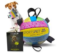 SPORTSPET Dog Volleyball with Grab Tabs, Floating Toy (Multicolour, Small) | Durable Interactive Dog Football, Dog Ball for Dog Birthday Gift, Floating Water Dog Toy for Indoor & Outdoor Play