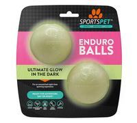 SPORTSPET Football Bounce Natural Rubber Dog Balls - Ultimate Glow in the Dark Dog Ball - Floating Throw and Fetch Toy Ball for Dogs - Pack of 2 (64mm)