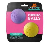 SPORTSPET Enduro Balls - Rubber Dog Ball - Indoor Outdoor Exercise Interactive Toy - Premium High Bounce Non Toxic Rubber Dog Ball (2 Pack Football Bounce) (64mm)