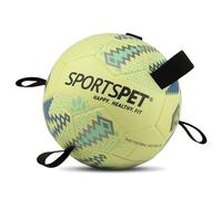 SPORTSPET Football With Grab Tabs, Durable Interactive Balls, Floating Water Toy for Indoor & Outdoor Dog Play (Size 4 Yellow Blue)