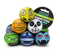 SPORTSPET Halloween High Bounce Dog Balls | 9 PACK | Monster Rubber Balls for Dog | Non-Toxic, Floats | 60mm Spooky Toys for Dogs | Frankenstein, Witch & Vampire Halloween Toy