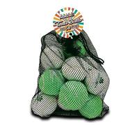 SPORTSPET Heritage Series Tennis Balls for Dogs - 12 Pack - Extra Bouncy, Durable, Non-Toxic & Floatable Assorted Colors (White and Green) 64mm