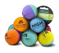 SPORTSPET High Bounce Natural Rubber Dog Balls, 12 PACK (60mm)