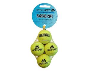 Sportspet Mini Tennis Ball - 4 Pack - With Squeaker