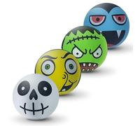SPORTSPET Monsters Mini Bounce Dog Balls | 4 Pack | Small Dog & Puppy Rubber Balls | Non-Toxic, Floats in Water | 45mm for Toy Breeds | Pumpkin, Mummy, Vampire & Skeleton