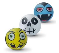 SPORTSPET Monsters Tough Bounce Dog Balls | 3 Pack | Durable Rubber Balls for Strong Dogs | Non-Toxic, Floats in Water | 65mm for Medium & Large Dogs | Witch, Skeleton & Mummy